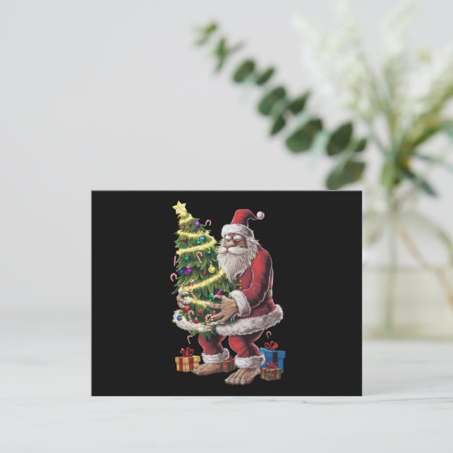 Cartes Pour Fêtes Annuelles Bigfoot Noël Arbre Lumières Noël Sasquatatch Amour (Debout devant)