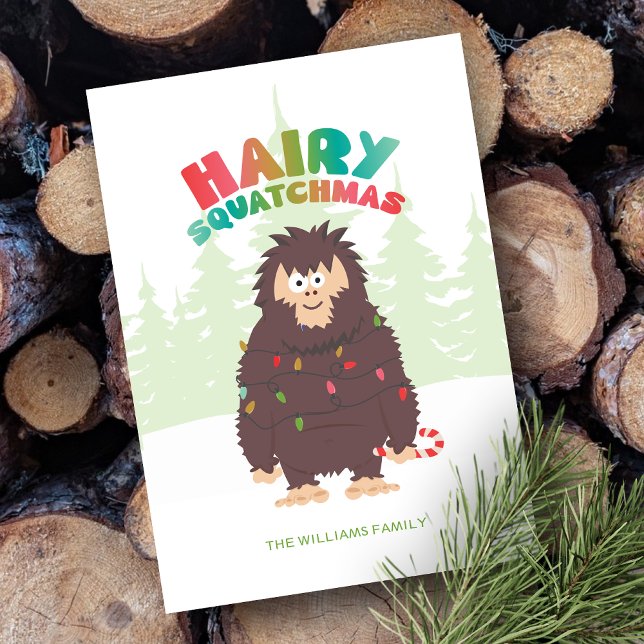 Cartes Pour Fêtes Annuelles Bigfoot Sasquatch Christmas Flat Holiday Card (Créateur téléchargé)