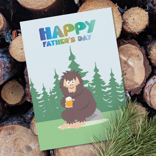 Cartes Pour Fêtes Annuelles Bigfoot Sasquatch Fête des pères Appartement de va (Créateur téléchargé)