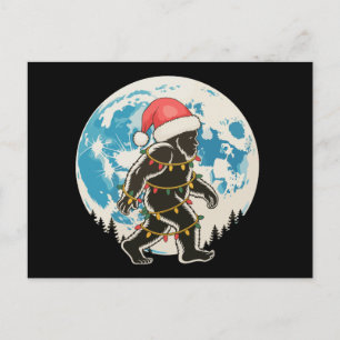 Cartes Pour Fêtes Annuelles Bigfoot Sasquatch Père Noël Lune Noël Lumières Xma