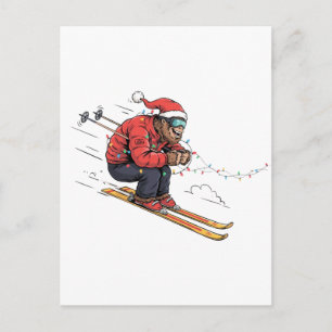 Cartes Pour Fêtes Annuelles Bigfoot Sasquatch Skiant Noël Glace Skiing