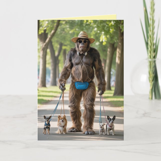 Cartes Pour Fêtes Annuelles Bigfoot Walkin' the Dog Card (Devant)