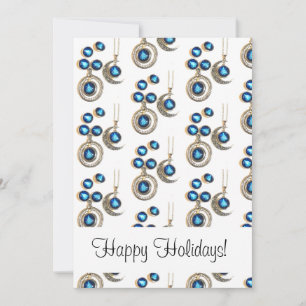 Cartes Pour Fêtes Annuelles Bijoux de Noël Arbre bleu noir brillant Lune