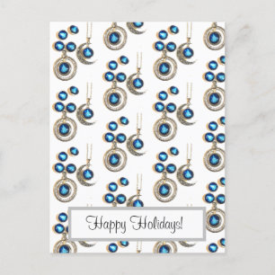 Cartes Pour Fêtes Annuelles Bijoux de Noël Arbre bleu noir brillant Lune