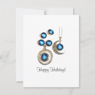 Cartes Pour Fêtes Annuelles Bijoux de Noël Arbre bleu noir brillant Lune