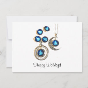 Cartes Pour Fêtes Annuelles Bijoux de Noël Arbre bleu noir brillant Lune