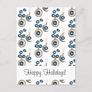 Cartes Pour Fêtes Annuelles Bijoux de Noël Arbre bleu noir brillant Lune