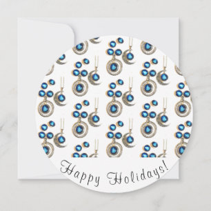 Cartes Pour Fêtes Annuelles Bijoux de Noël Arbre bleu noir clair Lune 