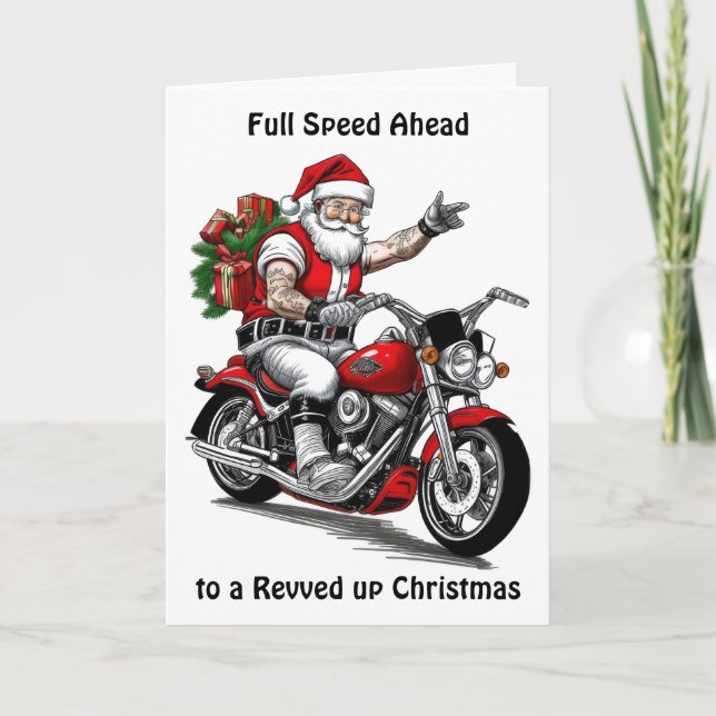 Cartes Pour Fêtes Annuelles Biker Santa Claus (Devant)