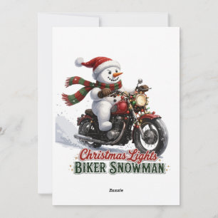 Cartes Pour Fêtes Annuelles Biker Snowman Lumières de Noël