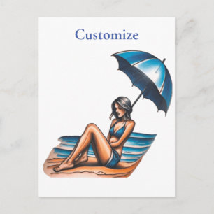 Cartes Pour Fêtes Annuelles Bikini Girl Beach Napping Thunder_Cove