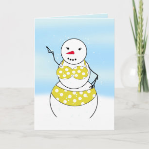 Cartes Pour Fêtes Annuelles Bikini Time Bonhommes de neige Fille en bikini