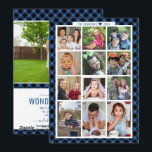 Cartes Pour Fêtes Annuelles Bilan annuel de famille unique de 13 photos à carr<br><div class="desc">Carte photo unique à personnaliser avec 12 photos - 1 pour chaque mois et une photo préférée au verso avec une courte note sur l'année écoulée.</div>