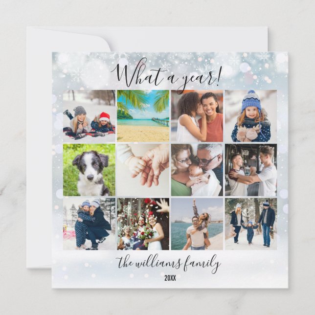 Cartes Pour Fêtes Annuelles Bilan de l'année 12 Photo Quelle année Flocons de  (Devant)