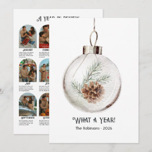 Cartes Pour Fêtes Annuelles Bilan de l'année Fêtes Cône de pin Aquarelle Neutr
