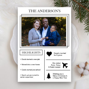 Cartes Pour Fêtes Annuelles Bilan de l'année   Infographie de Noël blanc
