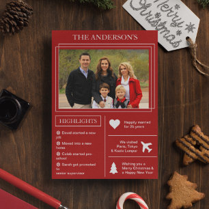 Cartes Pour Fêtes Annuelles Bilan de l'année   Infographie de Noël rouge