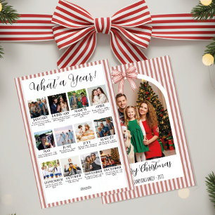 Cartes Pour Fêtes Annuelles Bilan de l'année Noël avec photo en arche et nœud