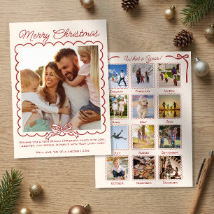 Cartes Pour Fêtes Annuelles Bilan de l'année Ruban Grille Photo Collage Noël