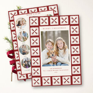 Cartes Pour Fêtes Annuelles Bilan familial de l'année en courtepointe rouge de