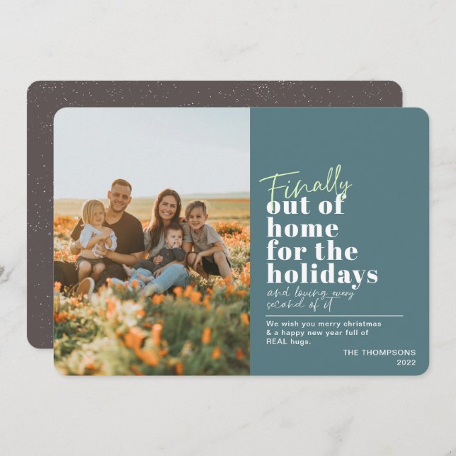 Cartes Pour Fêtes Annuelles Billet amusant Vidéo Finalement Hors De La Maison  (Devant / Derrière)