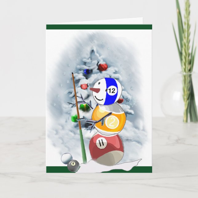 Cartes Pour Fêtes Annuelles Billiard Ball Snowman Noël (Devant)