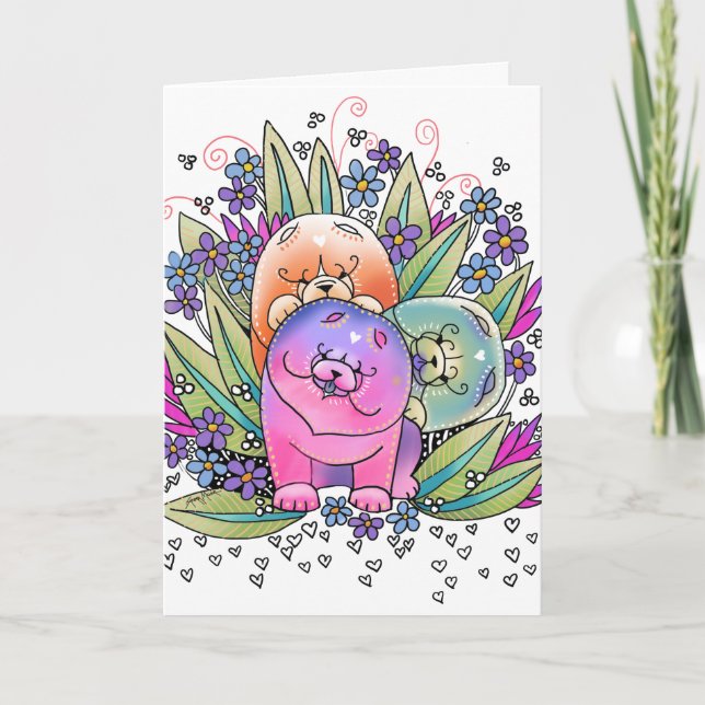 Cartes Pour Fêtes Annuelles BINDI PLAYDATE Chow Artcards (Devant)