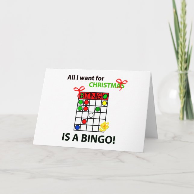 Cartes Pour Fêtes Annuelles BINGO Je veux un bingo pour Noël (Devant)