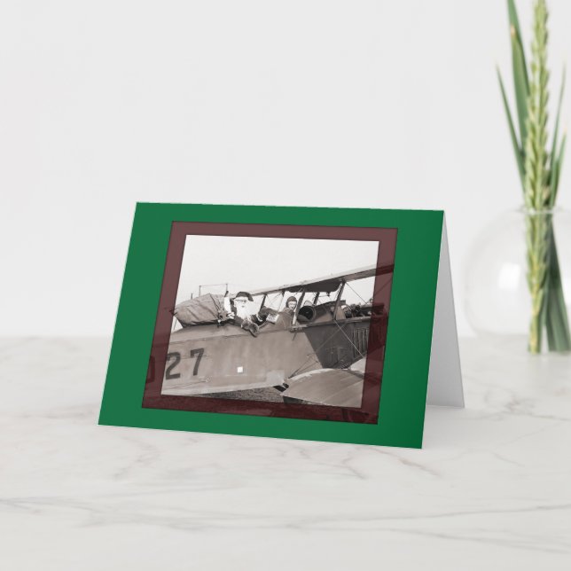 Cartes Pour Fêtes Annuelles Biplan Père Noël (Devant)