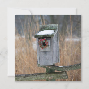 Cartes Pour Fêtes Annuelles Birdhouse avec couronne de vacances