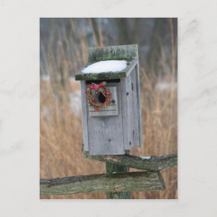 Cartes Pour Fêtes Annuelles Birdhouse avec couronne de vacances