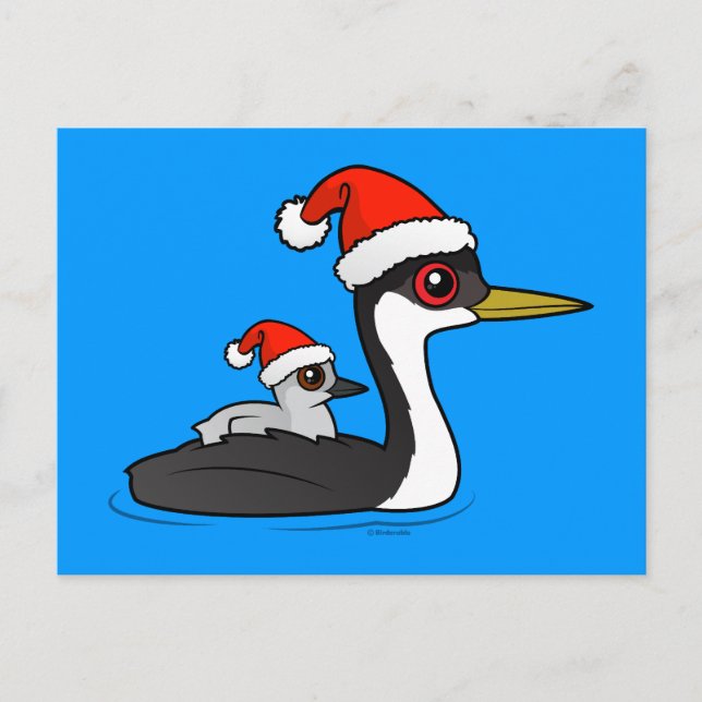 Cartes Pour Fêtes Annuelles Birdorable Western Grebe Père Noël (Devant)