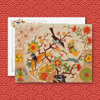 Cartes Pour Fêtes Annuelles Birds and Butterflies Postcard