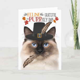 Cartes Pour Fêtes Annuelles Birman Cat Feline Grateful pour PURRkey Day