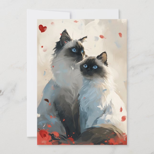 Cartes Pour Fêtes Annuelles Birman Cats Saint Valentin (Devant)