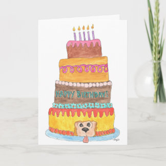 Cartes Pour Fêtes Annuelles Birthday Cake with Dog
