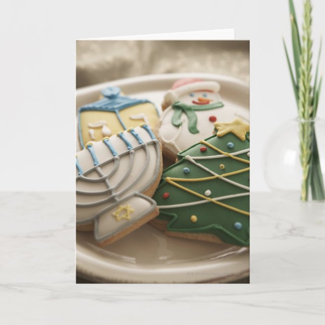 Cartes Pour Fêtes Annuelles Biscuits de Noël et de Hanoukka de plat, (Devant)