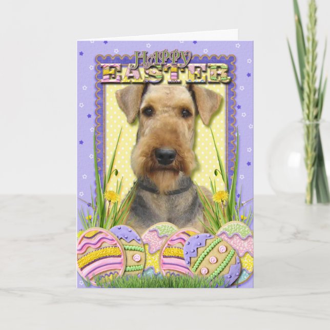 Cartes Pour Fêtes Annuelles Biscuits d'oeuf de pâques - Airedale (Devant)