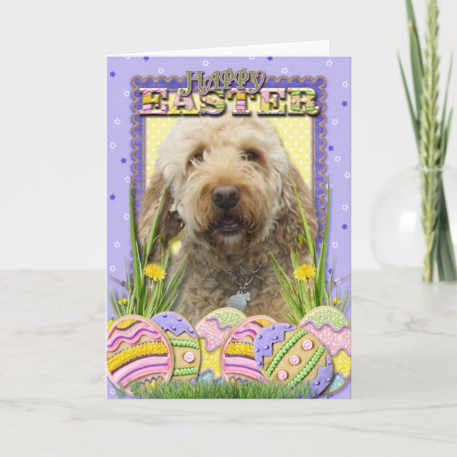 Cartes Pour Fêtes Annuelles Biscuits d'oeuf de pâques - GoldenDoodle (Devant)