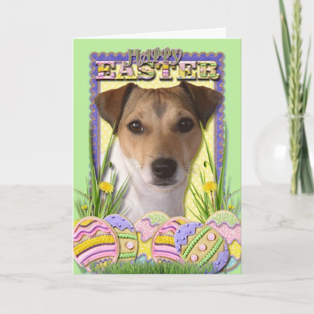 Cartes Pour Fêtes Annuelles Biscuits d'oeuf de pâques - Jack Russell (Devant)