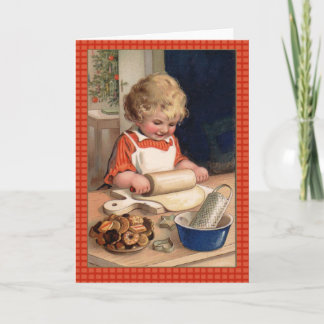 Cartes Pour Fêtes Annuelles Biscuits vintages de Noël de cuisson de fille