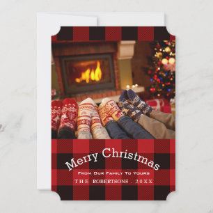 Cartes Pour Fêtes Annuelles bison plaid bûcherjack Pays photo de Noël