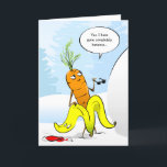 Cartes Pour Fêtes Annuelles Bizarre de Noël carottée Bananes<br><div class="desc">Vous cherchez des idées de cartes de Noël drôles pour vos amis et votre famille? Voici un design hilarant et unique de cartes de vacances mettant en vedette l'art original de Raphaela Wilson. Cette illustration amusante montre une carotte de dessin animé glissant dans une écorce de banane disant : "Oui,...</div>