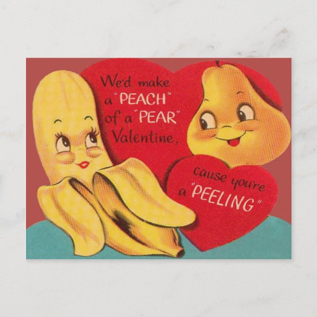 Cartes Pour Fêtes Annuelles Bizarre Drôle Poire Banane Appelant Peel Valentine (Devant)