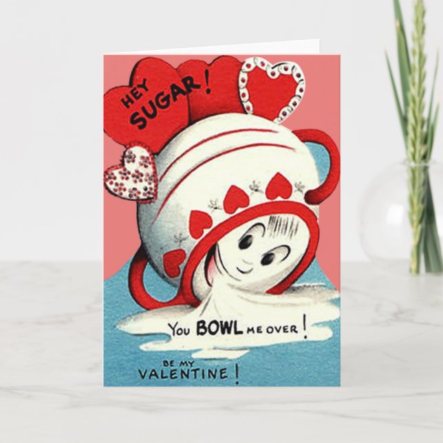 Cartes Pour Fêtes Annuelles Bizarre mignonne Drôle bol de sucre Coeur Valentin (Devant)