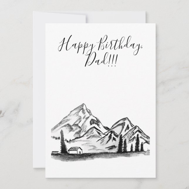 Cartes Pour Fêtes Annuelles black and white sketch of Mountains (Devant)