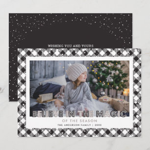 Cartes Pour Fêtes Annuelles Black Believe In the Magic Photo Christmas Cards