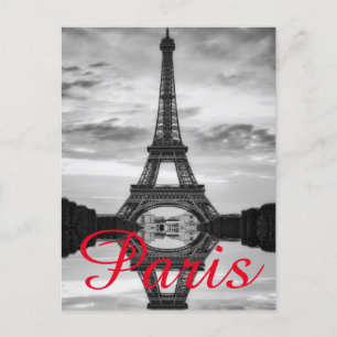 Cartes Pour Fêtes Annuelles Black Blanc Tour Eiffel Paris Love City Travel