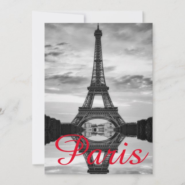 Cartes Pour Fêtes Annuelles Black Blanc Tour Eiffel Paris Love City Travel (Devant)
