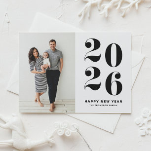 Cartes Pour Fêtes Annuelles Black Bold Typographie 2022 Photo Bonne année